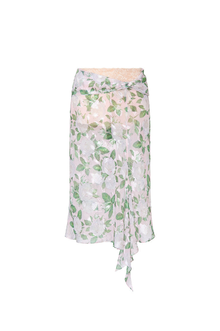 ROSE FLAIR MIDI SKIRT (WHITE)