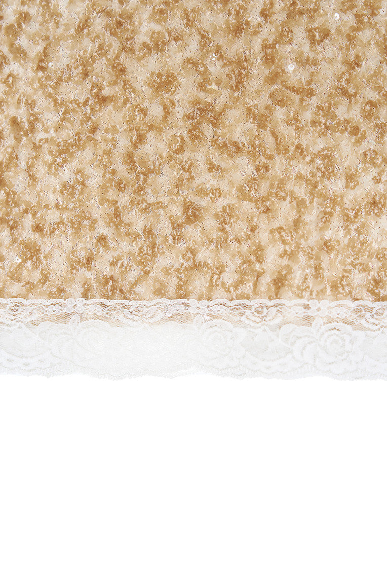 LACE POINT SPARKLE MIDI SKIRT (BEIGE)