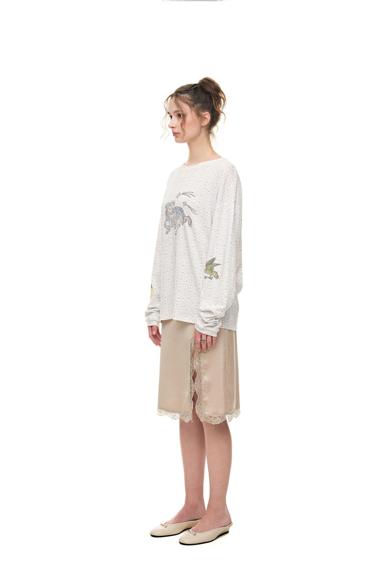 WALLPAPER POINTELLE LONG SLEEVE T-SHIRT (WHITE)