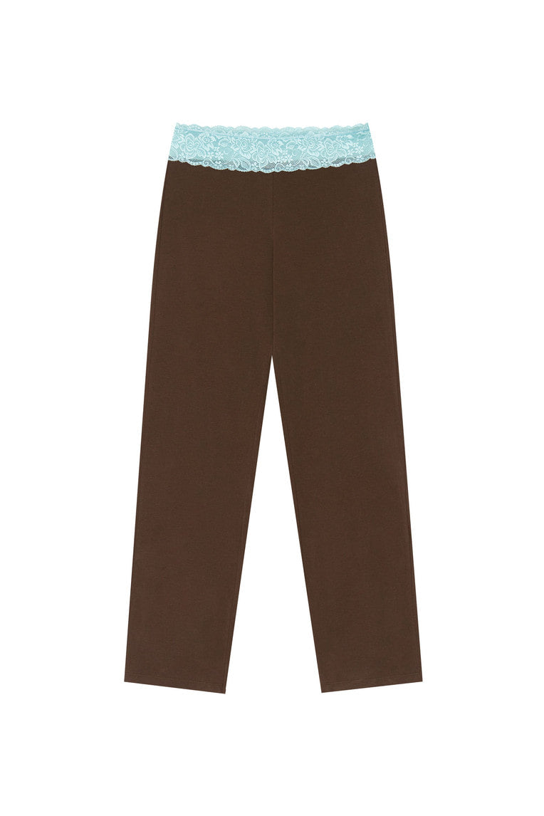 LACE POINT LOOSE-FIT PANTS (BROWN)