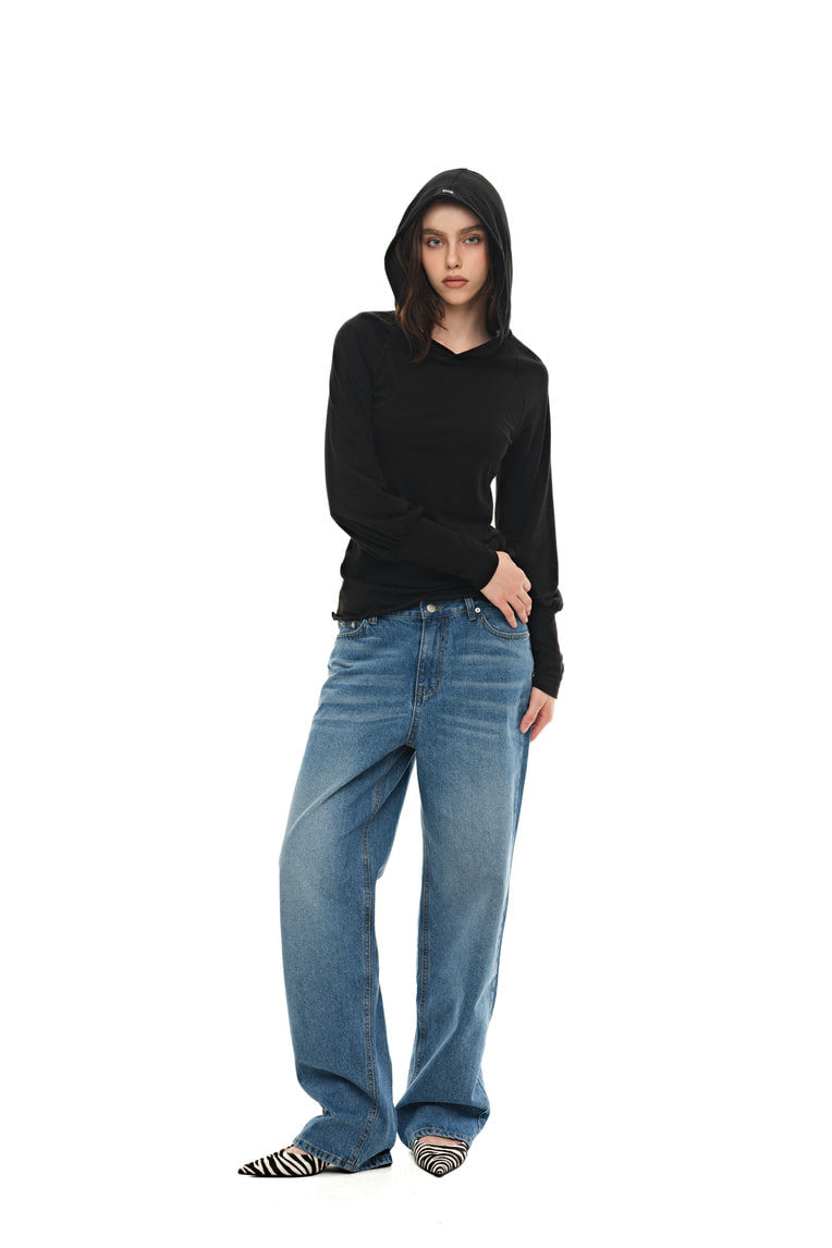 SHEER SLIM-FIT HOODIE (BLACK)