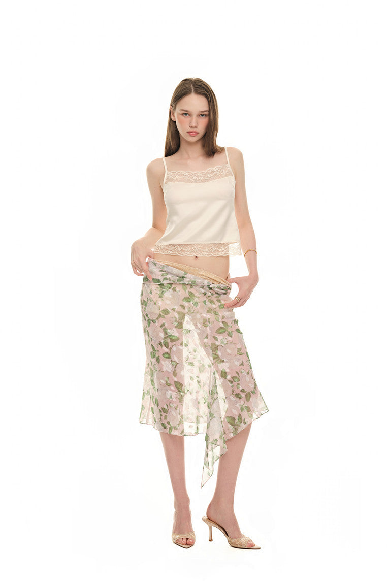 ROSE FLAIR MIDI SKIRT (WHITE)