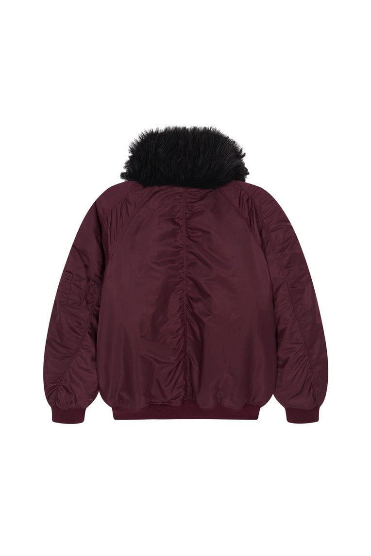 FAUX FUR 02 BOMBER JACKET (BURGUNDY) - 12