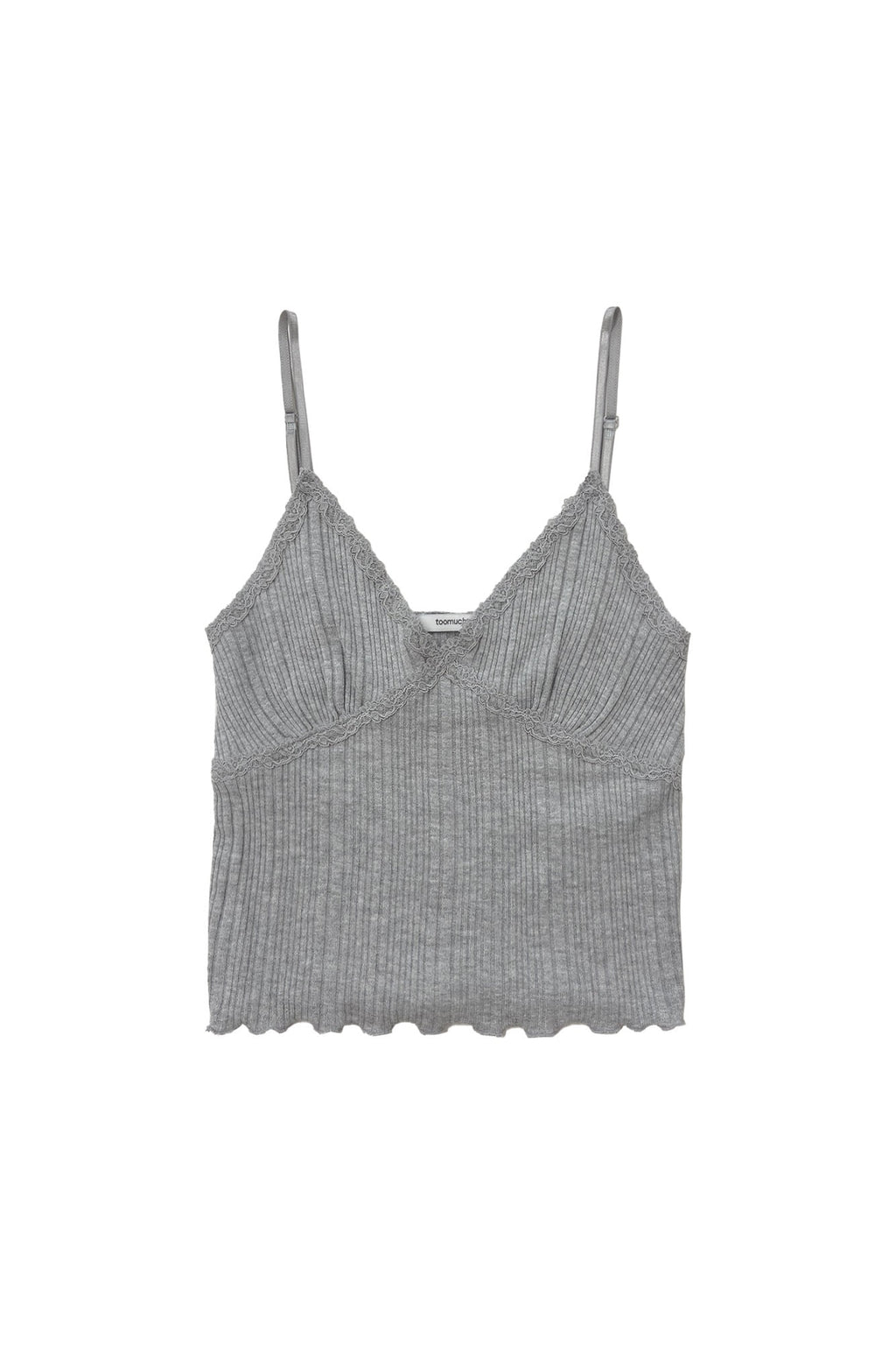 LACE RIBBED CAMI TOP (GREY)
