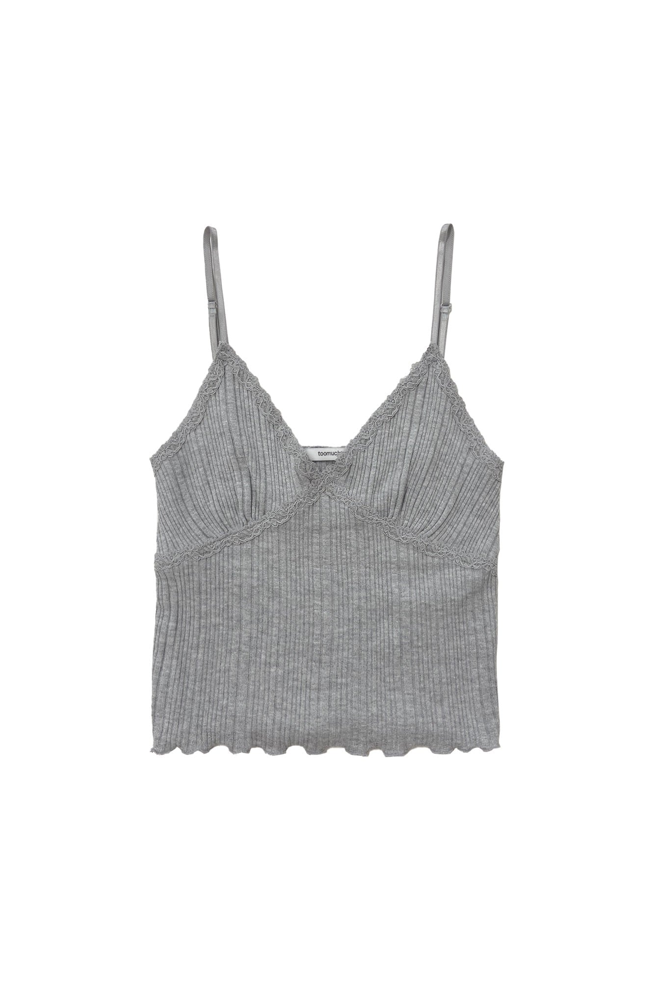 LACE RIBBED CAMI TOP (GREY)