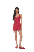 OPEN BACK MINI SLIP DRESS (RED)