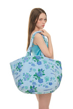ROSE STENCIL TERRY BAG (BLUE)