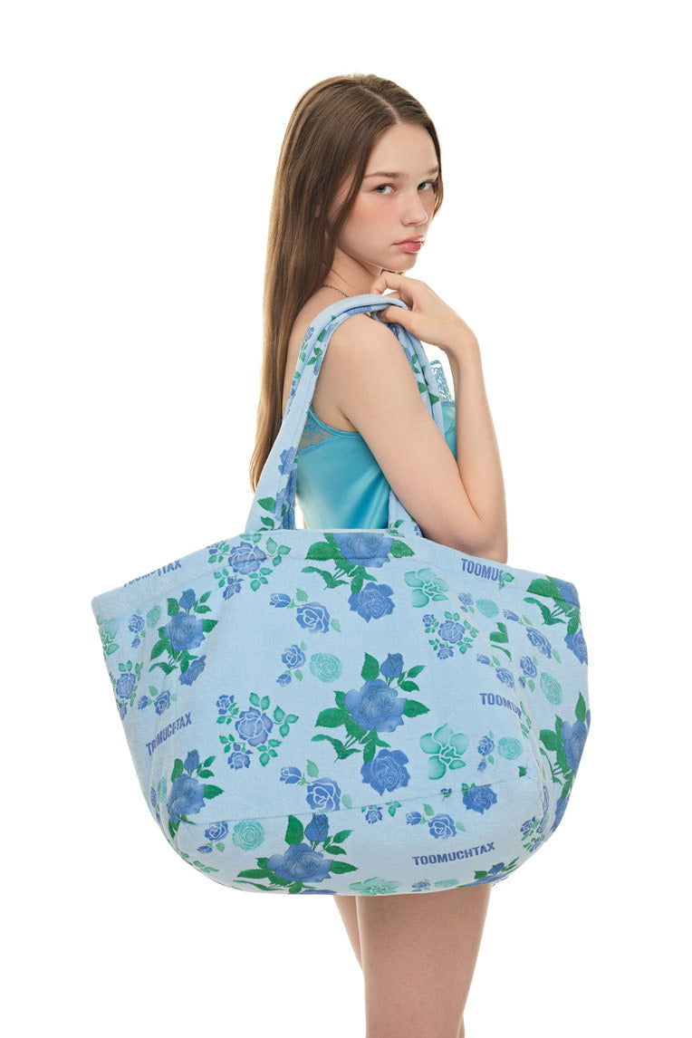 ROSE STENCIL TERRY BAG (BLUE)