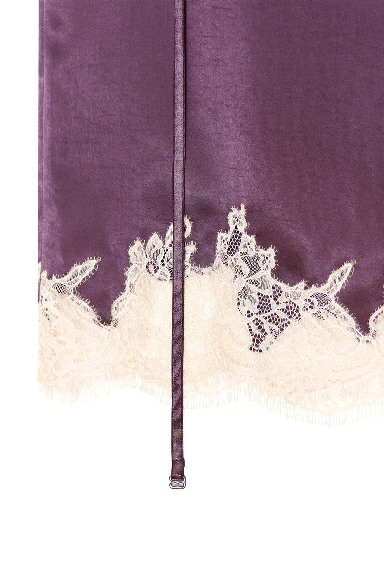 LACE TRIM GARTER MIDI SKIRT (PURPLE)