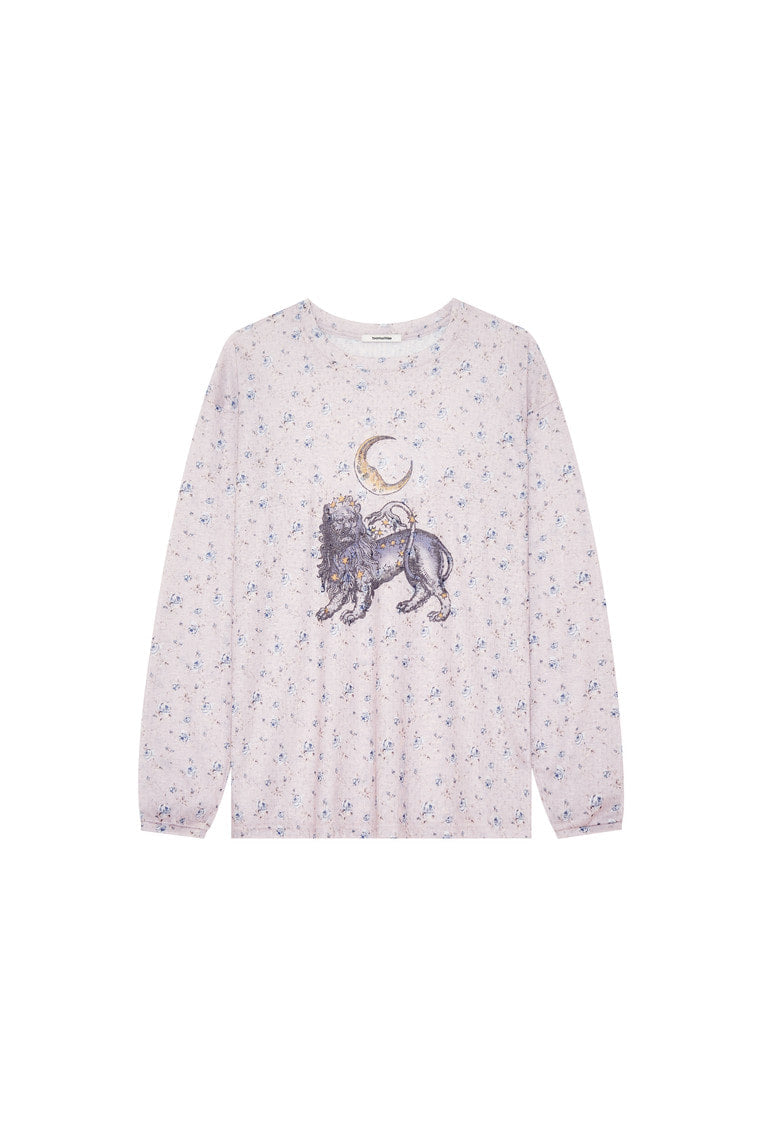 FLORAL POINTELLE LONG SLEEVE T-SHIRT (LIGHT PINK)