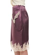 LACE TRIM GARTER MIDI SKIRT (PURPLE)
