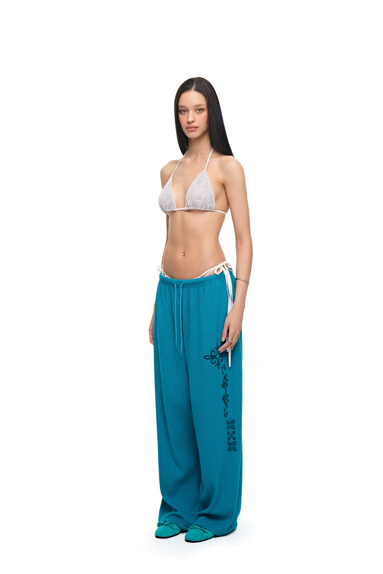LEO WAFFLE PANTS (TEAL)