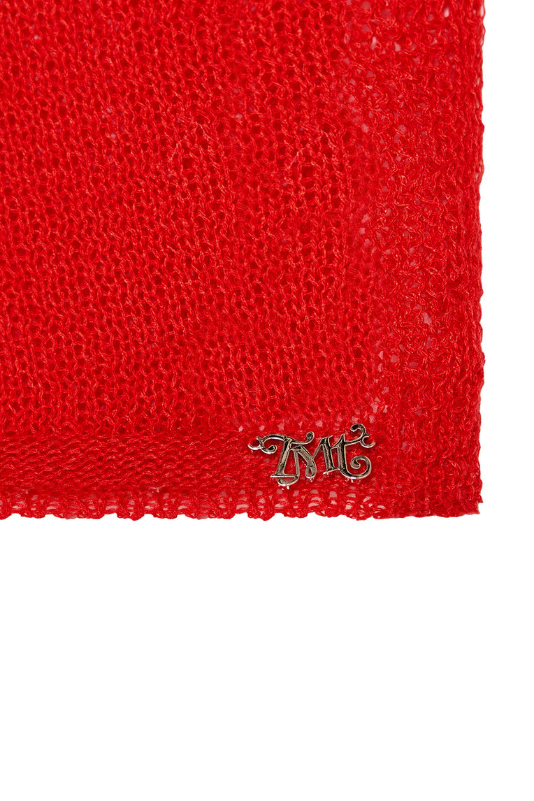 SHEER LINEN KNIT SHAWL (RED)
