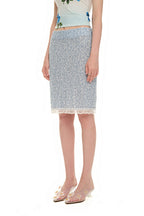 LACE POINT SPARKLE MIDI SKIRT (LIGHT BLUE)