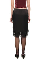 LACE TRIM GARTER MIDI SKIRT (BLACK)