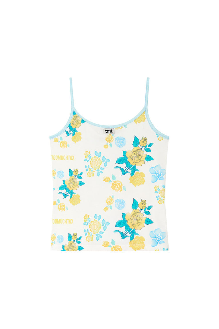 ROSE STENCIL SLEEVELESS TOP (YELLOW)