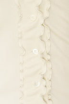 FRILL TRIM V-NECK CARDIGAN (IVORY)