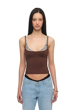 BRA-LAYERED SLEEVELESS TOP (LEOPARD/BROWN)
