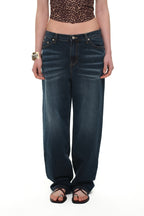 LOW RISE LOOSE-FIT JEANS (DARK BLUE)