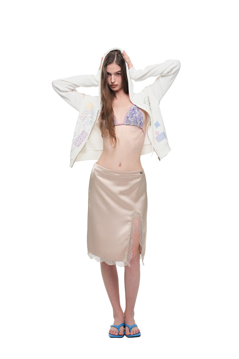 LACE MIDI SKIRT (BEIGE)