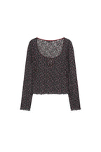METALLIC FLORAL 02 KEYHOLE TIE TOP (RED) - 10