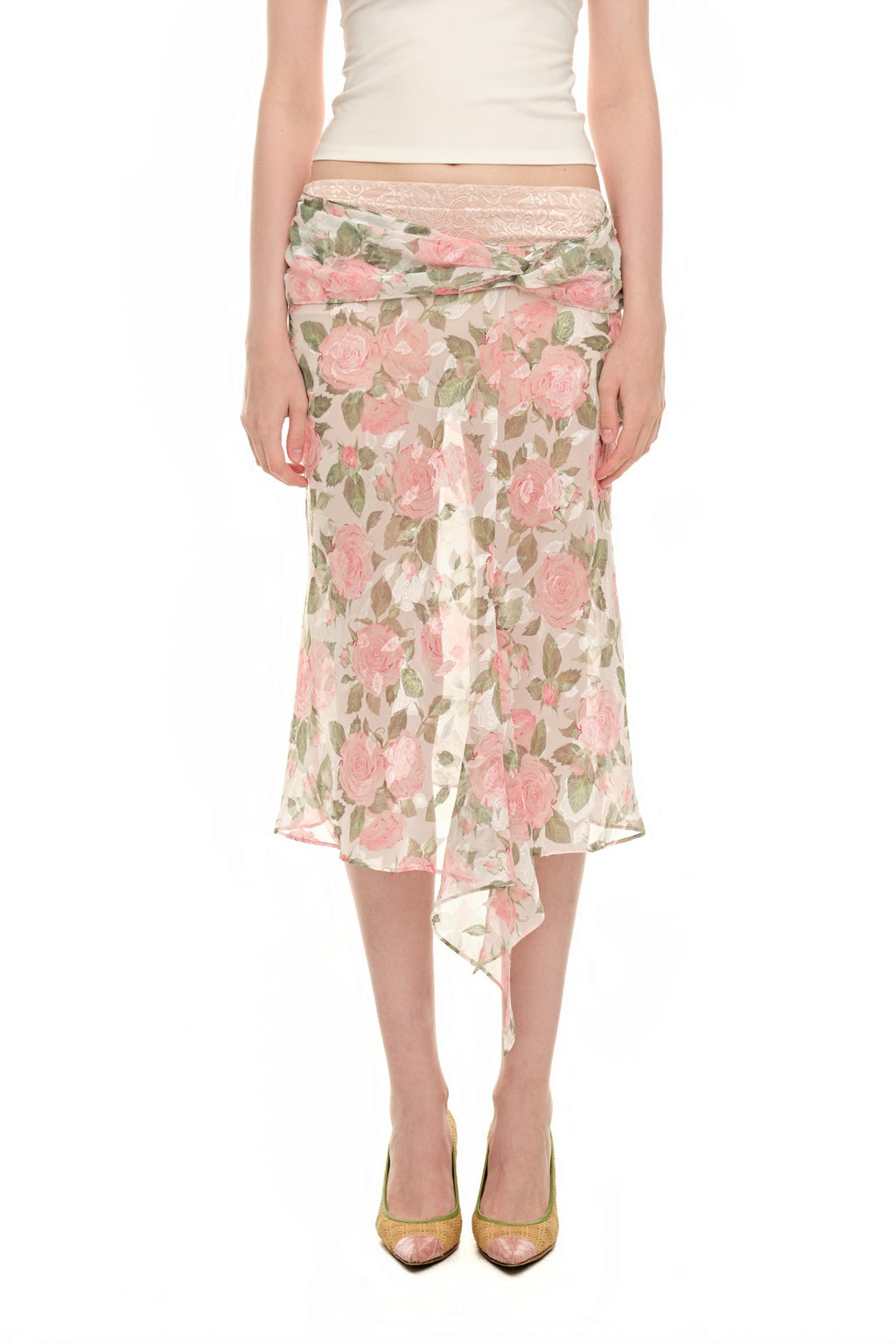 ROSE FLAIR MIDI SKIRT (PINK)