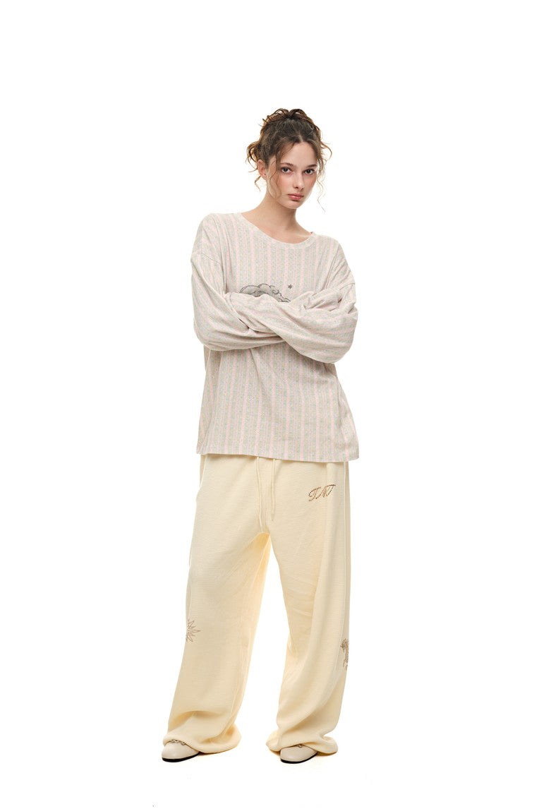 WALLPAPER POINTELLE LONG SLEEVE T-SHIRT (MELANGE GRAY)