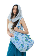ROSE STENCIL TERRY BAG (BLUE)