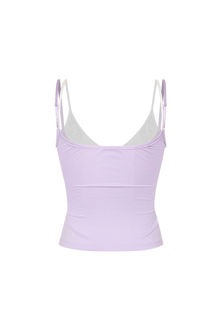 BRA-LAYERED SLEEVELESS TOP (LACE/LAVENDER)