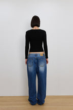 LACE RIBBED CARDIGAN (BLACK)