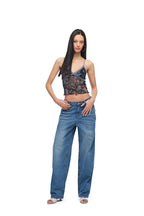 [Ships June 5] METALLIC FLORAL 03 LACE CAMI TOP (NAVY)
