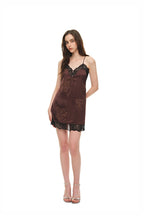 HOTFIX MINI SLIP DRESS (BROWN)