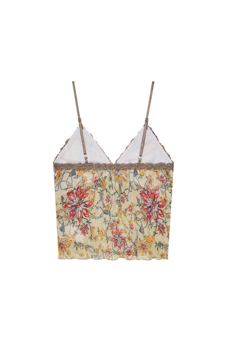 [Ships June 5] METALLIC FLORAL 03 LACE CAMI TOP (YELLOW)