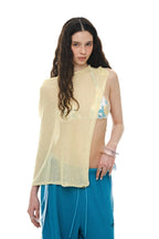 SHEER LINEN KNIT SHAWL (YELLOW)