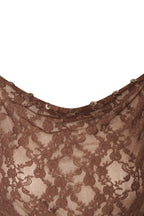 LACE BUTTON TOP (BROWN)