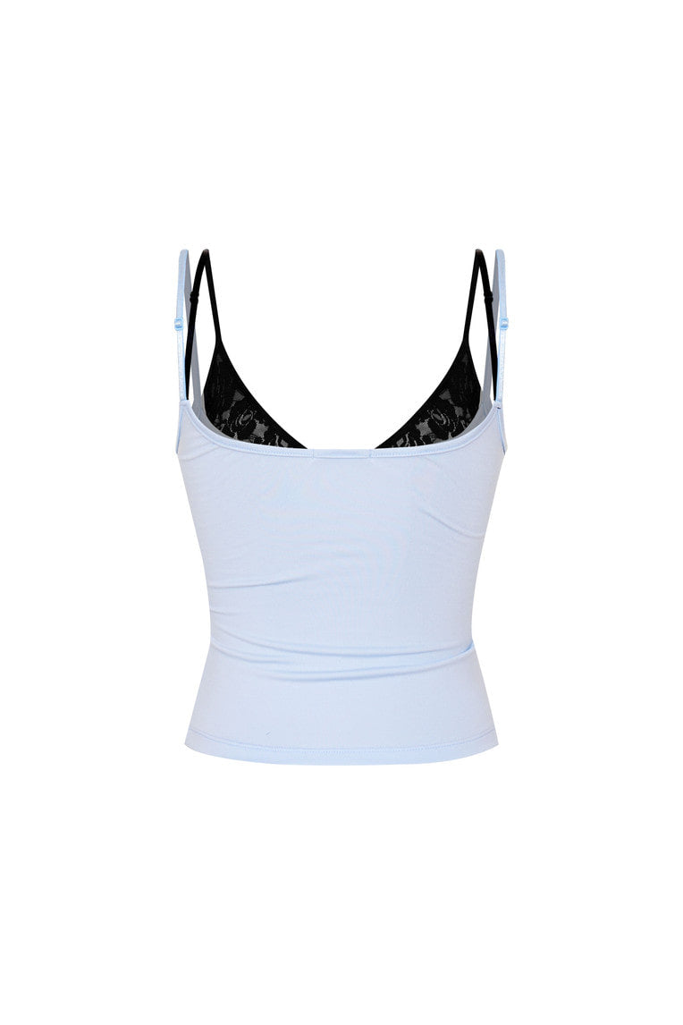 BRA-LAYERED SLEEVELESS TOP (LACE/LIGHT BLUE)