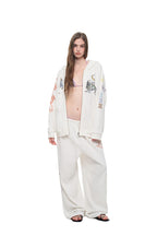 TWIN ZODIAC WAFFLE ZIP-UP HOODIE (WHITE)