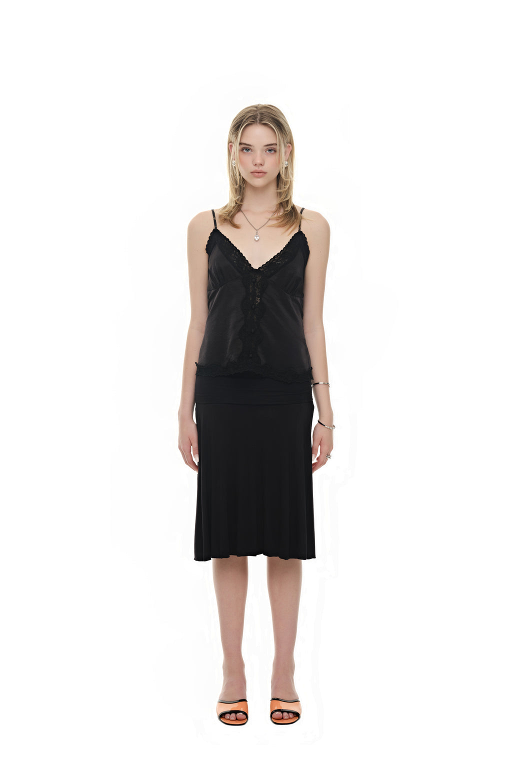 LACE SLIP SLEEVELESS TOP (BLACK)