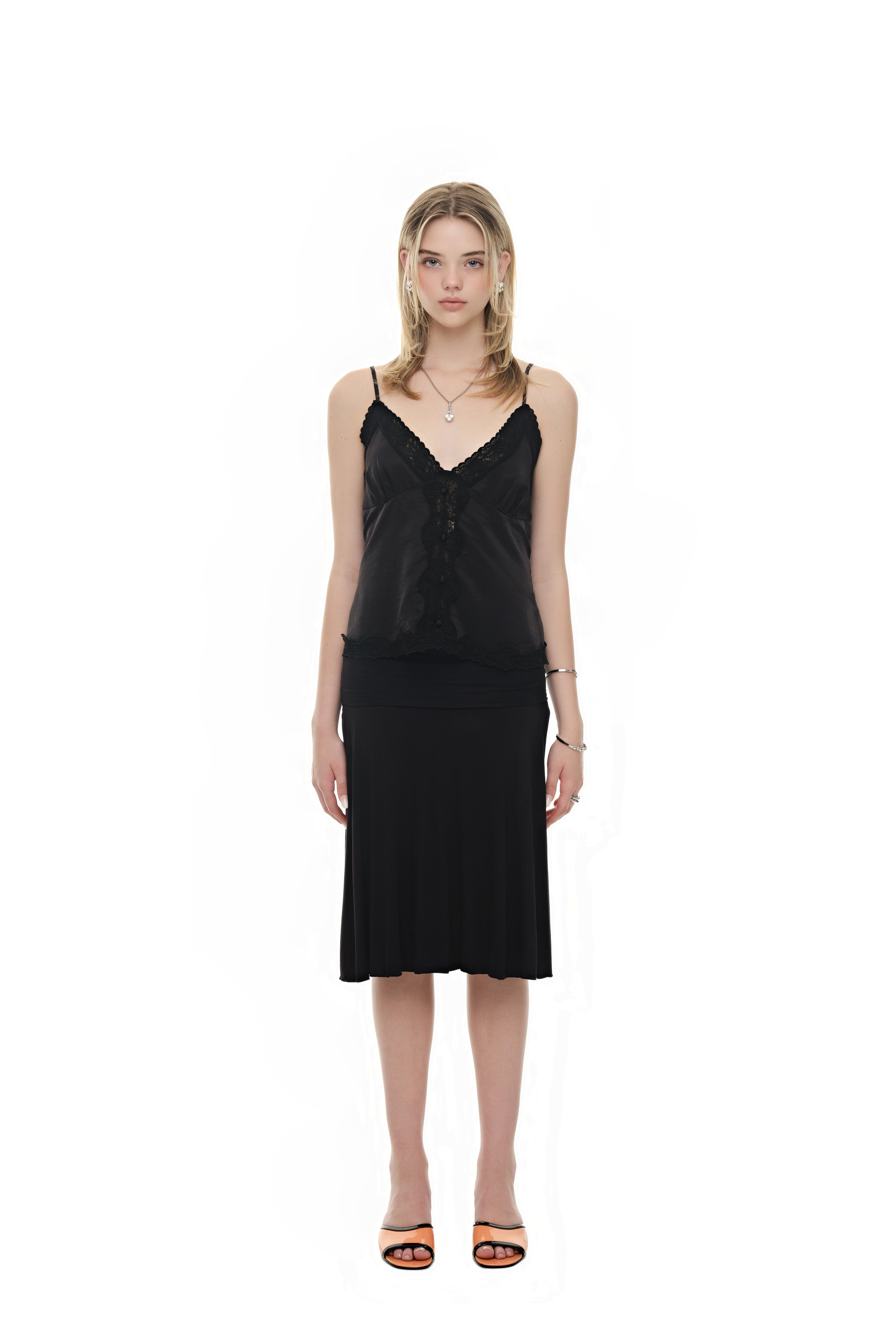 LACE SLIP SLEEVELESS TOP (BLACK)