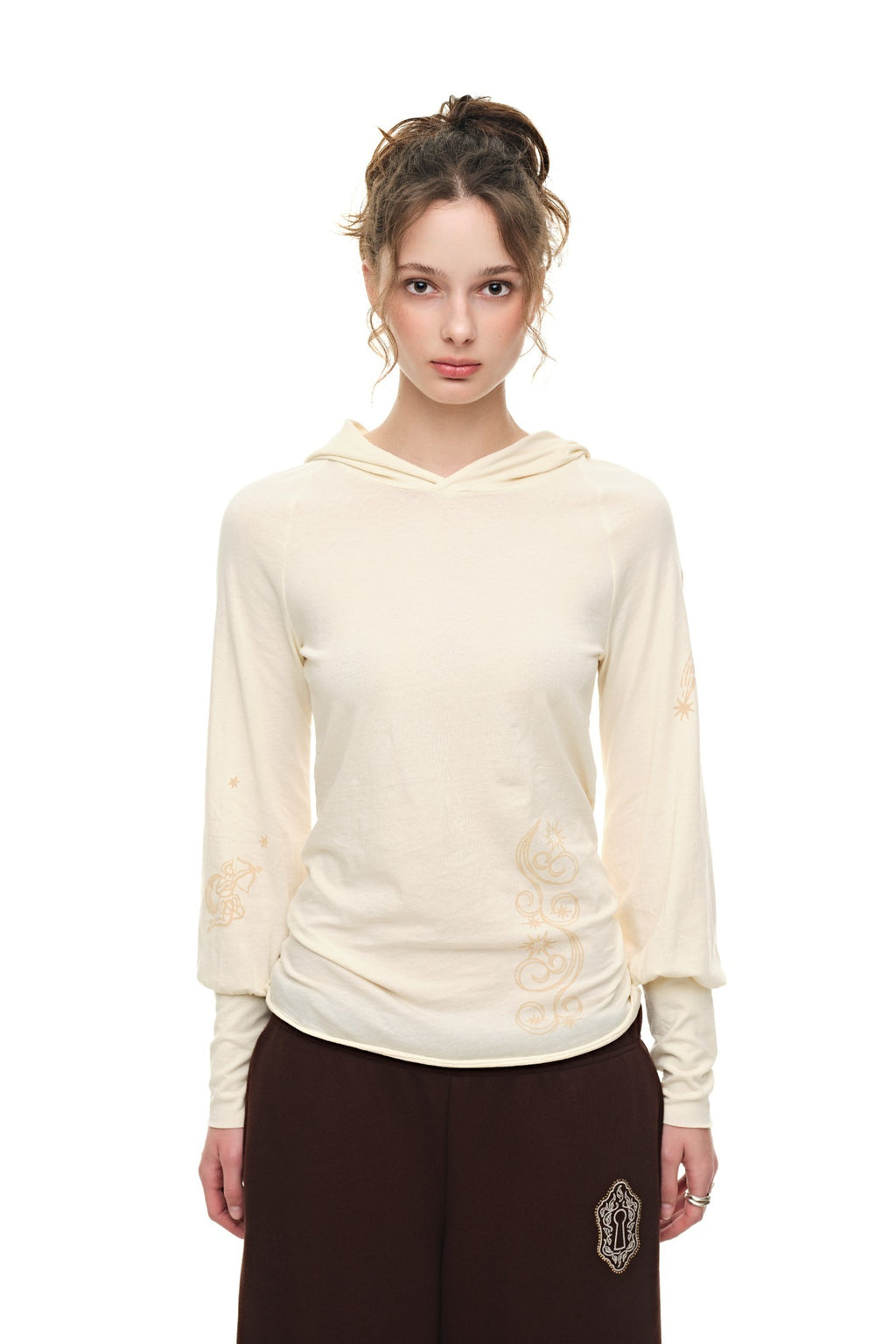 SHEER SLIM-FIT HOODIE (IVORY)