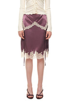 LACE TRIM GARTER MIDI SKIRT (PURPLE)