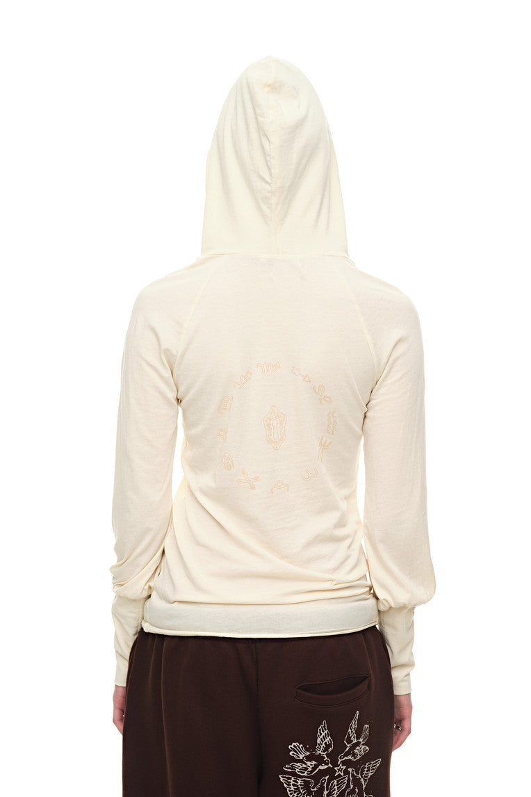 SHEER SLIM-FIT HOODIE (IVORY)