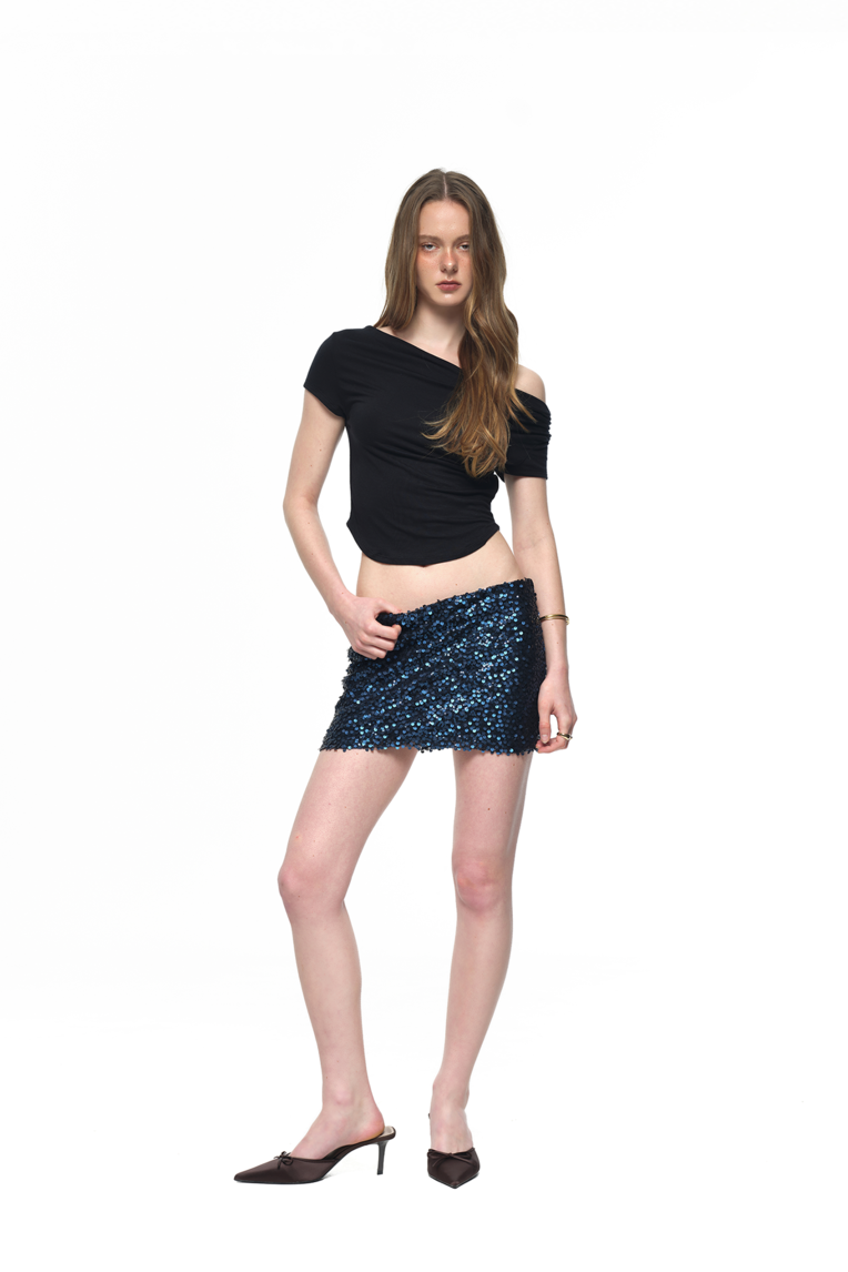 SPANGLE SKIRT PANTS (BLUE)