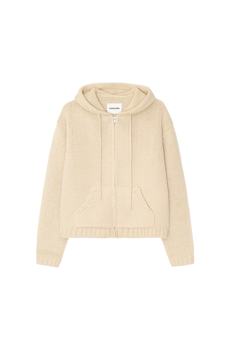 HEAVY KNIT ZIP-UP HOODIE (BEIGE)