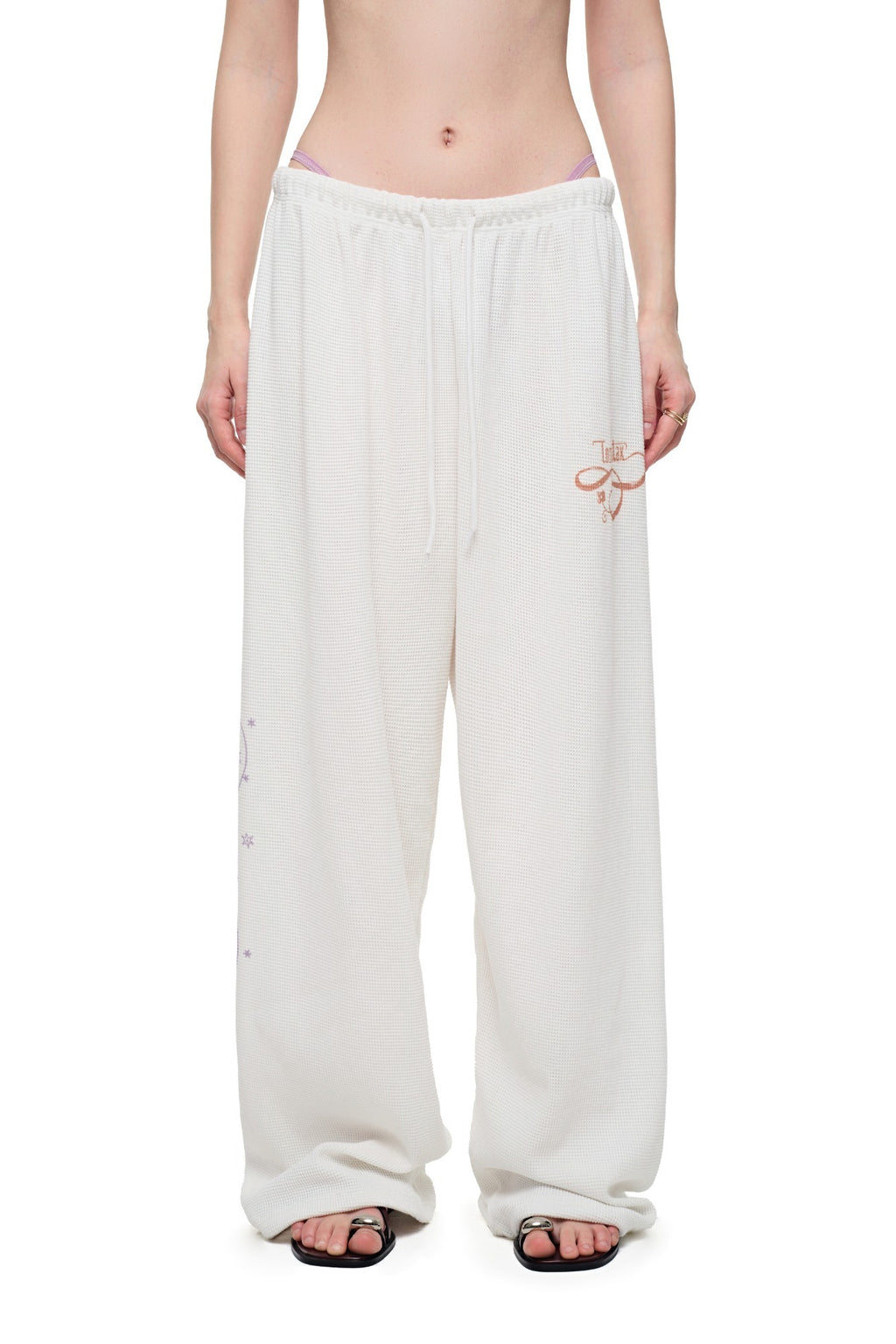 TWIN ZODIAC WAFFLE PANTS (WHITE)