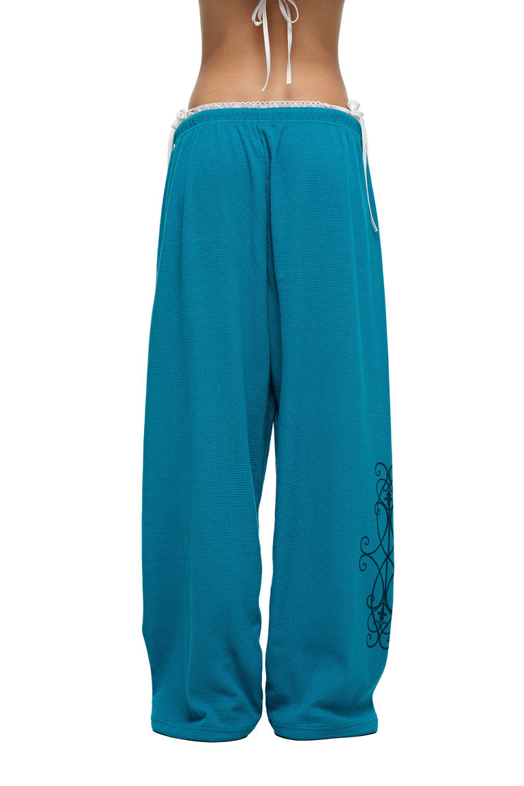 LEO WAFFLE PANTS (TEAL)