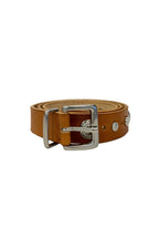 STUDDED LEATHER BELT (CAMEL)