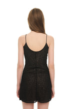 SPAGHETTI STRAP LACE MINI DRESS (BLACK)