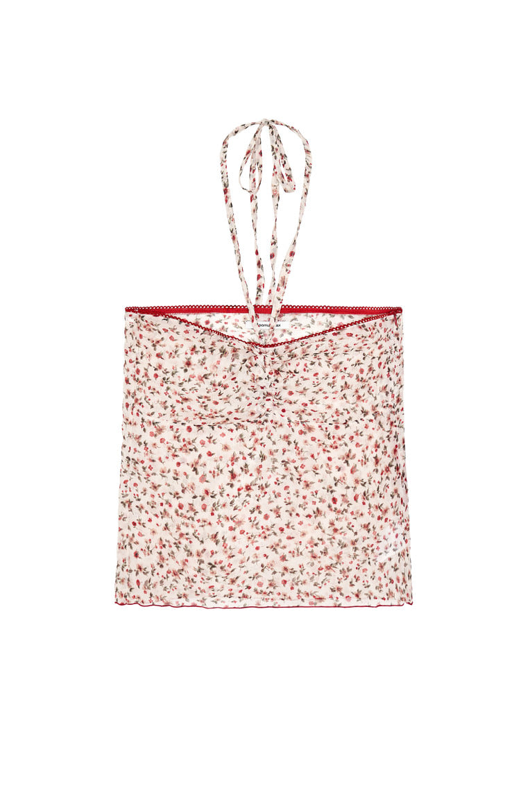 FLORAL HALTER TANK TOP (IVORY)