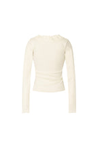 FRILL TRIM V-NECK CARDIGAN (IVORY)